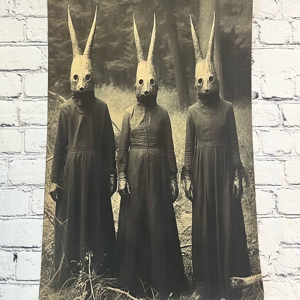 Creepy Rabbit Forest Cult Woodland Creatures Halloween 23.5"x15.5" LARGE